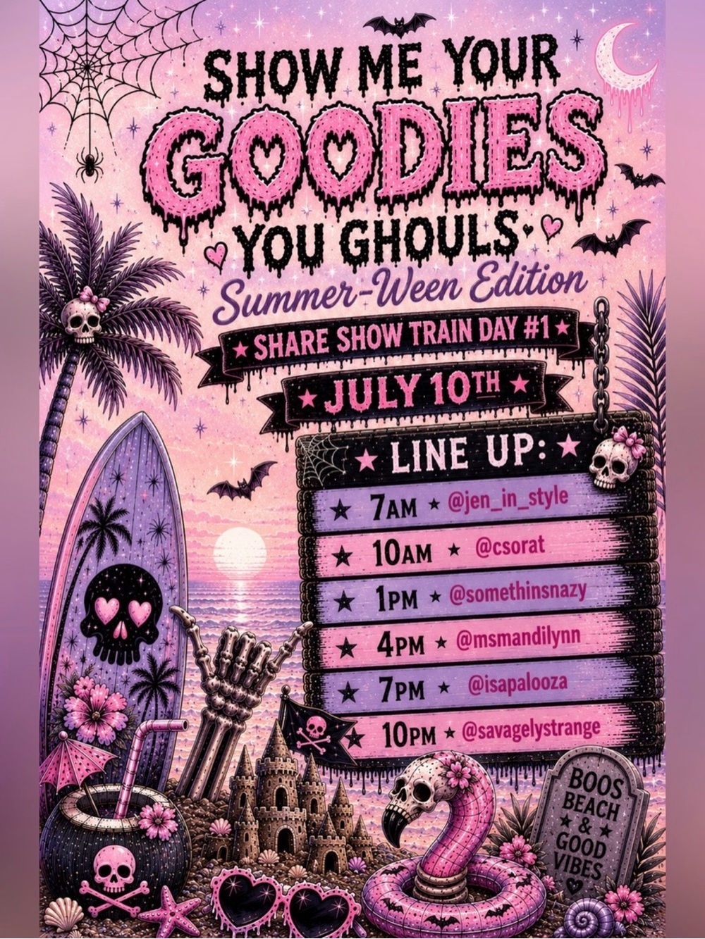 Show Me Your Goodies You Ghouls Summer-Ween Share Show Train!